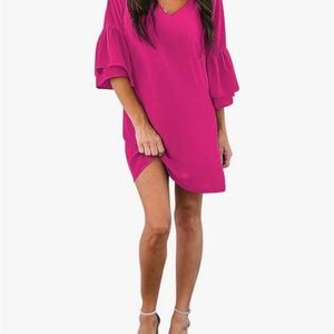 NWT Belongsci Pink Ruffle Sleeve Dress, Size Small
